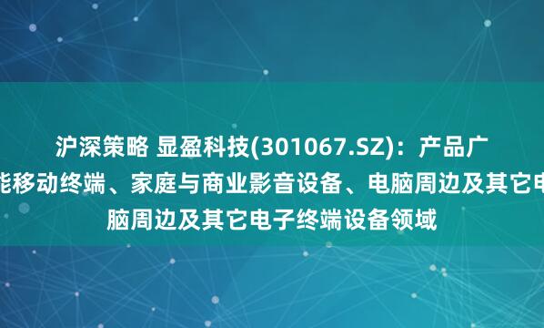 沪深策略 显盈科技(301067.SZ)：产品广泛应用于各种智能移动终端、家庭与商业影音设备、电脑周边及其它电子终端设备领域
